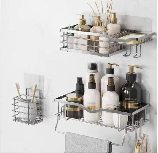 No drill shower caddy set SUS304 stainless steel wall mount bathroom display