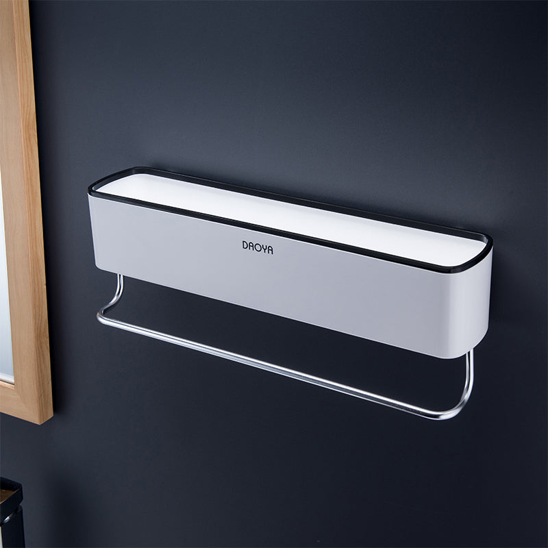 Nordic bathroom shelf no drill in white with towel bar
