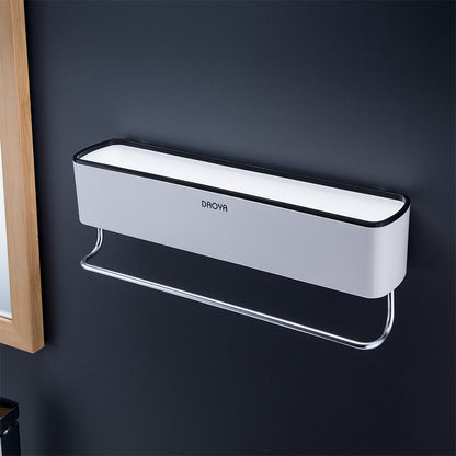 Nordic bathroom shelf no drill in white with towel bar