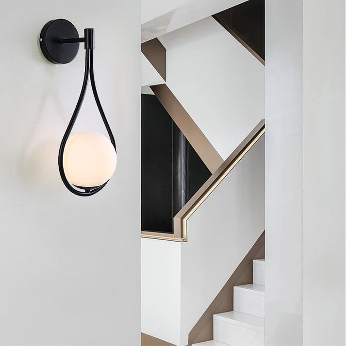 Nordic bedroom LED wall lamp black side profile view display