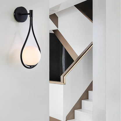 Nordic bedroom LED wall lamp black side profile view display