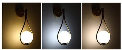 Nordic bedroom LED wall lamp milk white glass shade bulb close up detail