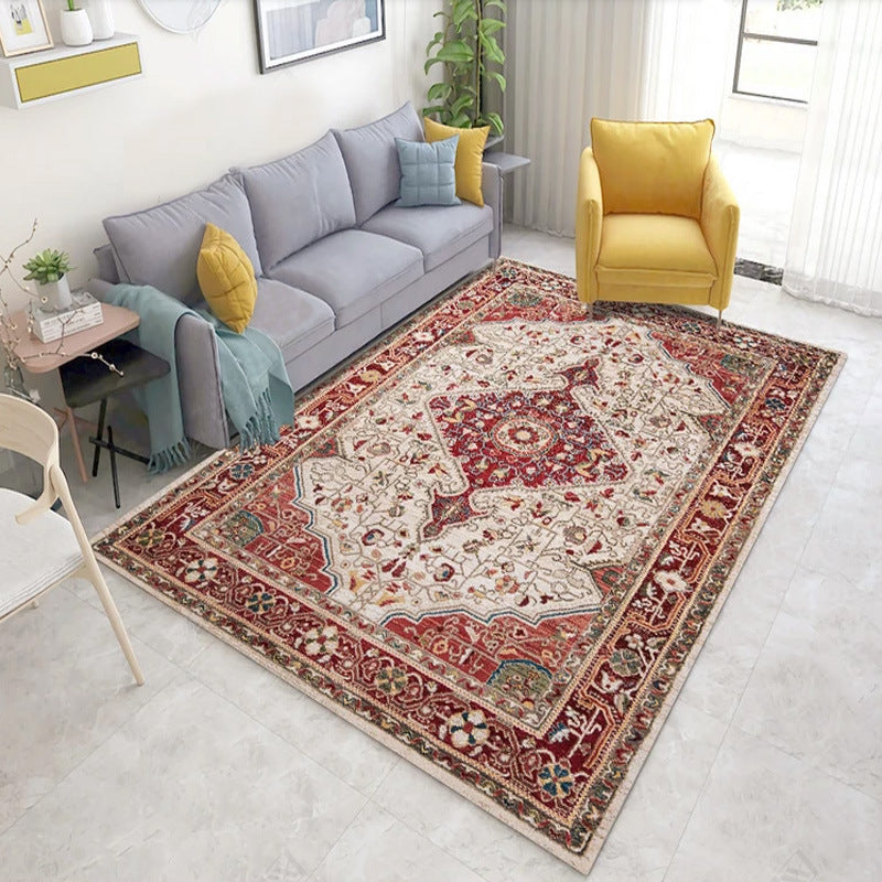 Nordic bohemian living room rug persian floral pattern under coffee table lifestyle