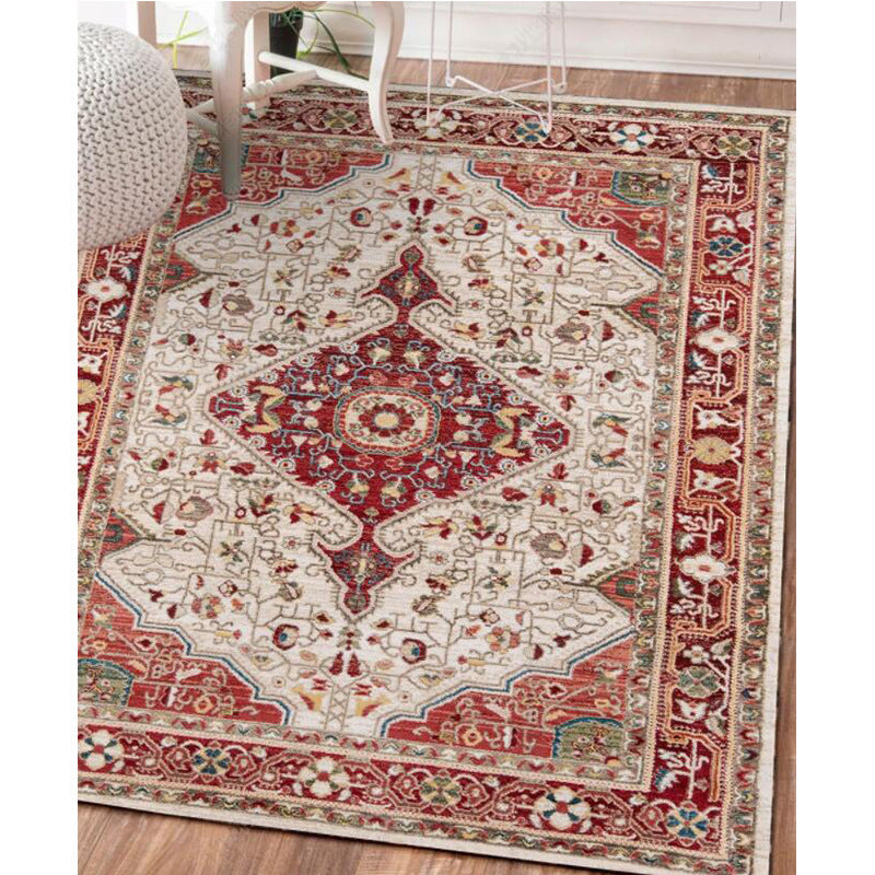 Nordic bohemian rug persian floral pattern close up texture detail