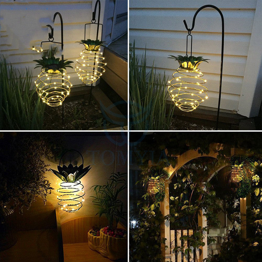 Outdoor waterproof pineapple solar light multiple angle views