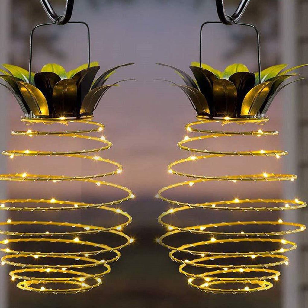 Pineapple solar LED light warm white glow close up
