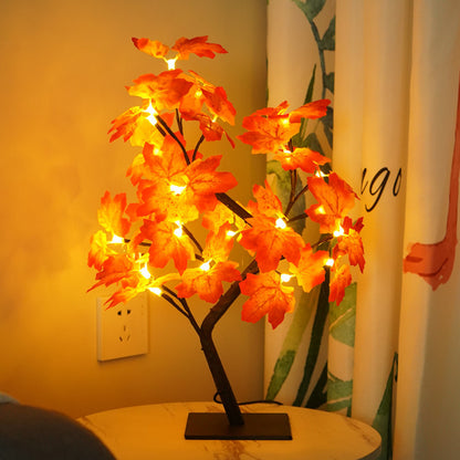 Pink cherry blossom tree night light on white desk