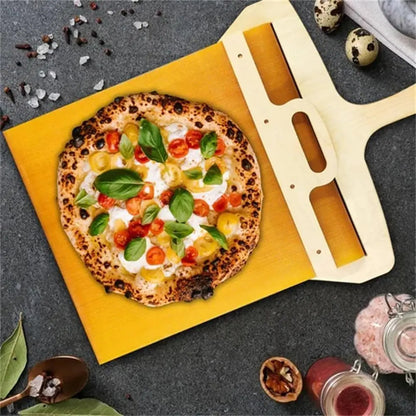 Full size view of sliding pizza shovel showing 55x35cm dimensions