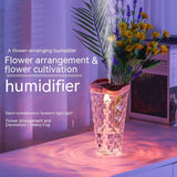 Portable glass flower humidifier with LED light in bedroom
