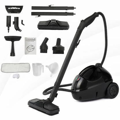 Man using portable steam floor cleaner on hard floor