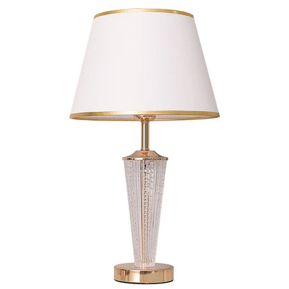 Post modern luxury table lamp crystal base close up detail gold finish