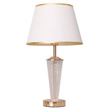 Post modern luxury table lamp crystal base close up detail gold finish