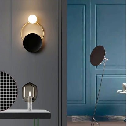 Post modern ring wall lamp warm light staircase interior display