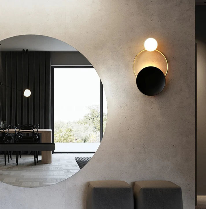 Post modern ring wall lamp white light version product flat view