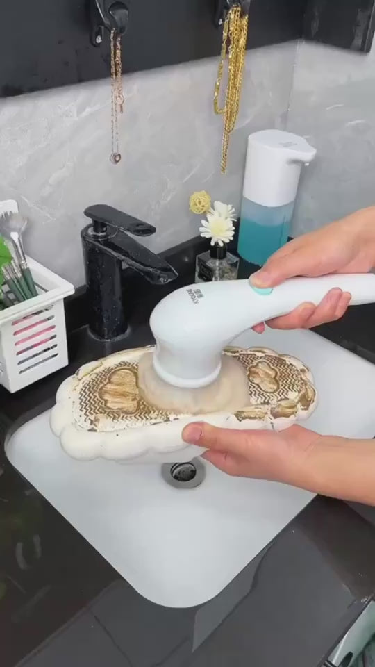 Handheld dishwashing scrubber brush cleaning kitchen surface