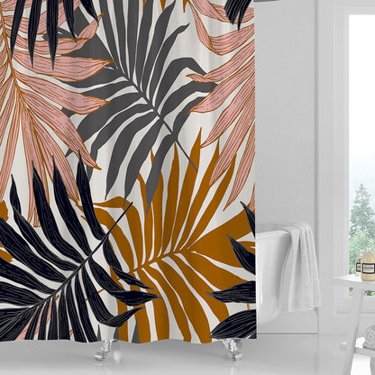 Standard 71x71 inch printed PVC curtain providing full coverage over a US standard bathtub
