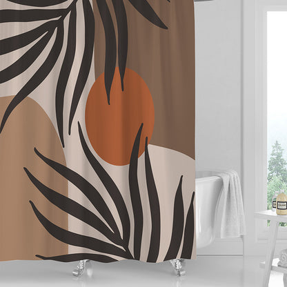 Printed PVC shower curtain used as a standalone curtain with no liner on a bathroom rod
