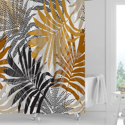 Close-up of the decorative printed pattern on the waterproof PVC shower curtain surface
