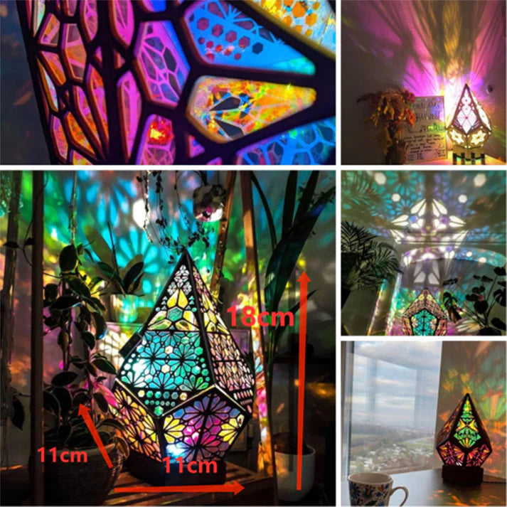 Decorative projection lamp with pink and blue light projection