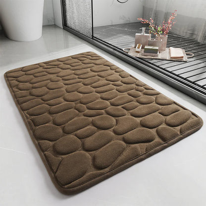 Quick dry bathroom bath mat cobblestone coffee color top view