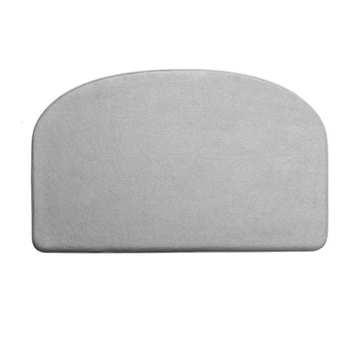 Quick dry bathroom bath mat grey half moon flat lay top view