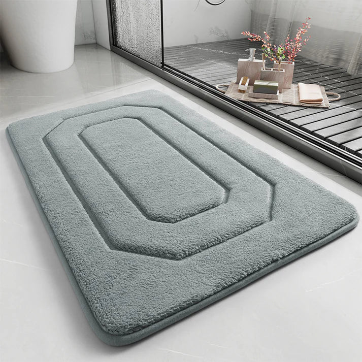 Quick dry bathroom bath mat marked grey teal tone display