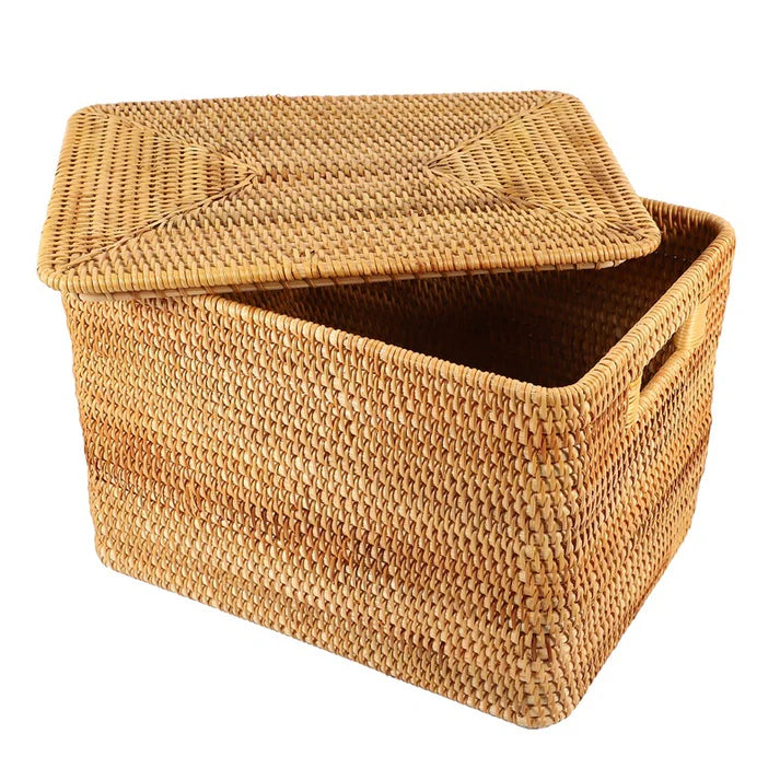 Vietnamese Rattan Storage Baskets in Multiple Sizes - Handmade Home Organizer