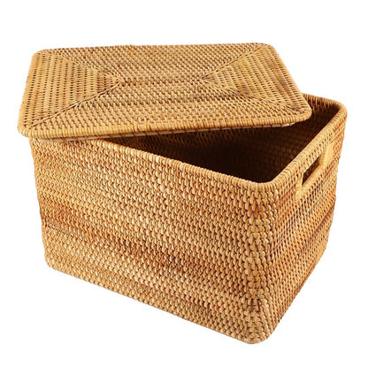 Vietnamese Rattan Storage Baskets in Multiple Sizes - Handmade Home Organizer