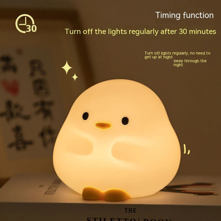 Rechargeable cute duck LED night lamp two brightness levels comparison