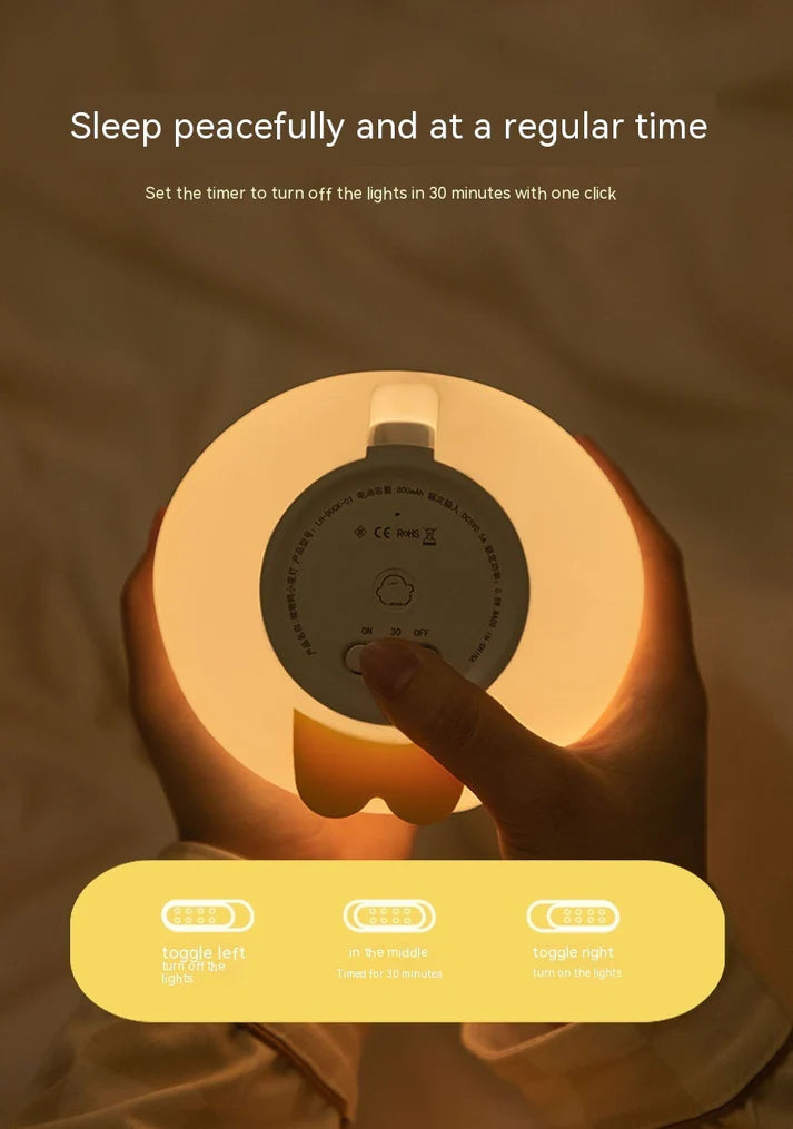 Rechargeable cute duck LED night lamp low gear night mode soft glow display