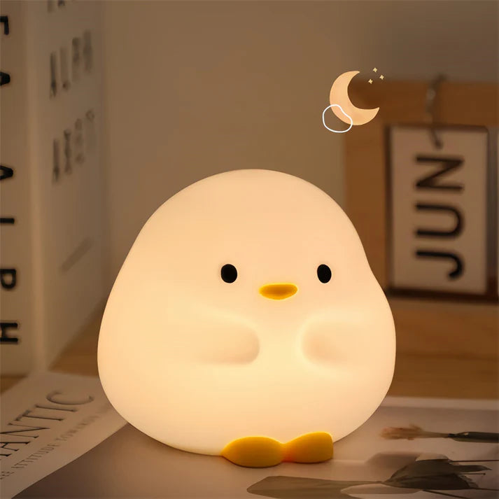 Rechargeable cute duck LED night lamp touch sensor warm glow close up
