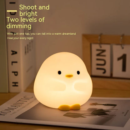 Rechargeable cute duck LED night lamp USB charging port close up