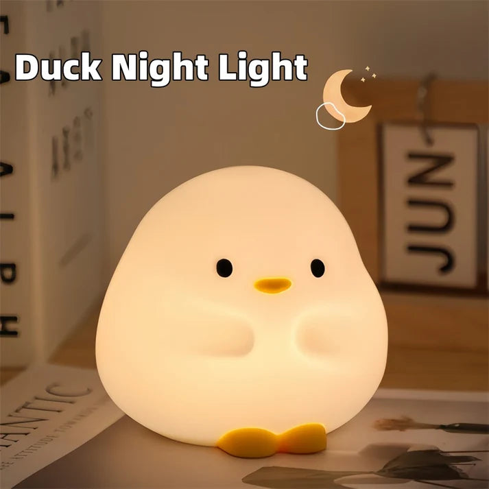 Rechargeable cute duck LED night lamp warm glow in dark room display