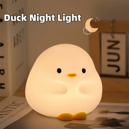 Rechargeable cute duck LED night lamp warm glow in dark room display