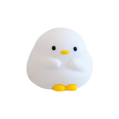Rechargeable cute duck touch sensor LED night lamp white silicone front view