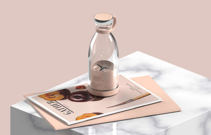 Rechargeable mixer cup in pink with marble background