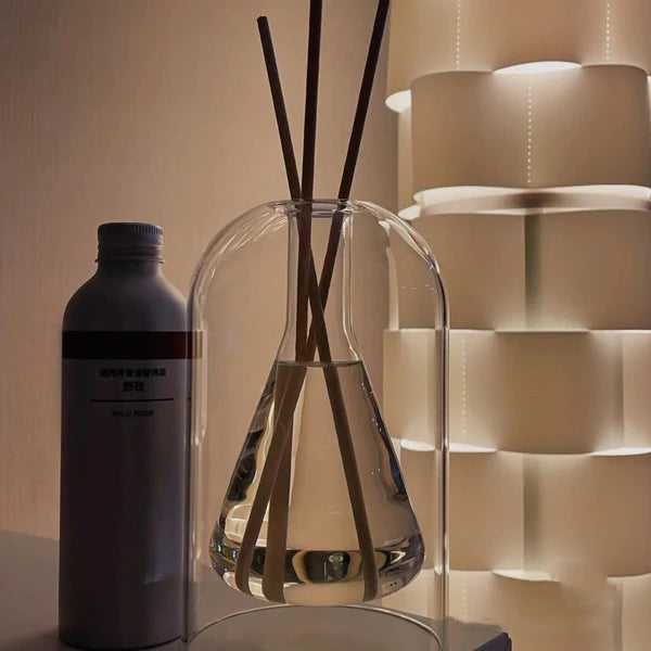 White Crystal Glass Reed Diffuser Bottle with Fragrance Sticks