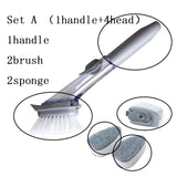 Cleaning brush set with removable brush head and sponges
