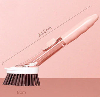 Pink cleaning brush with removable sponge head