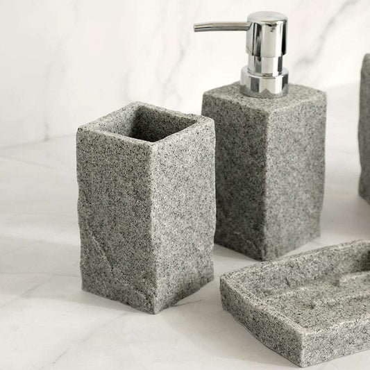 Modern grey resin bathroom accessories set
