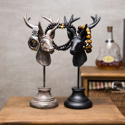 Close up detail of resin deer head statue animal home decoration