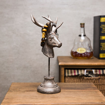 Wood color resin deer head animal figurine home decor display