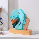 Close up of diver silhouette in resin lamp