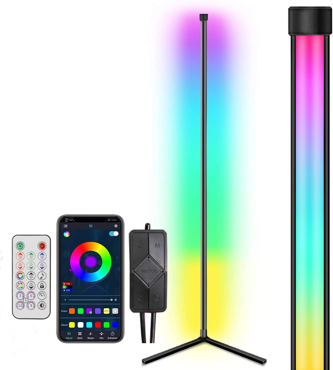 RGB corner floor lamp with remote control