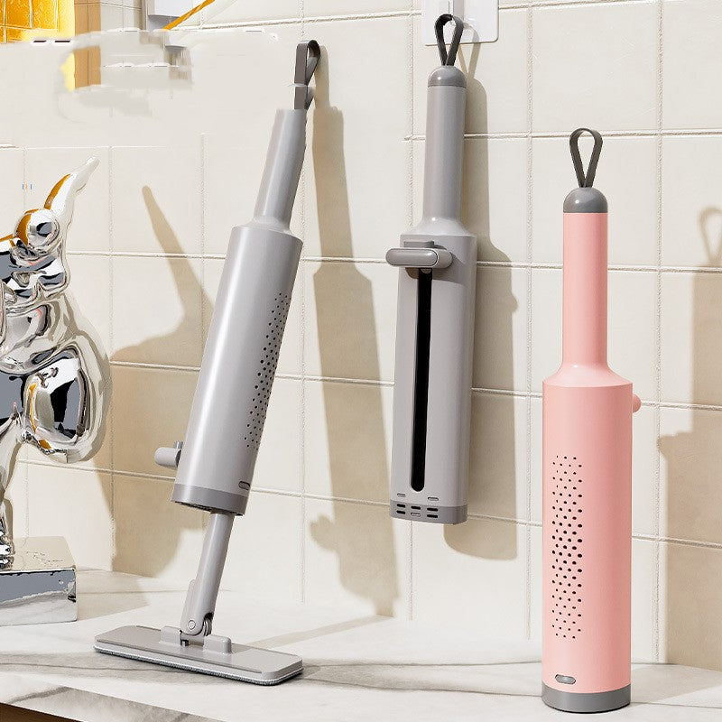 Rotatable self squeezing mop set with gray and pink handles