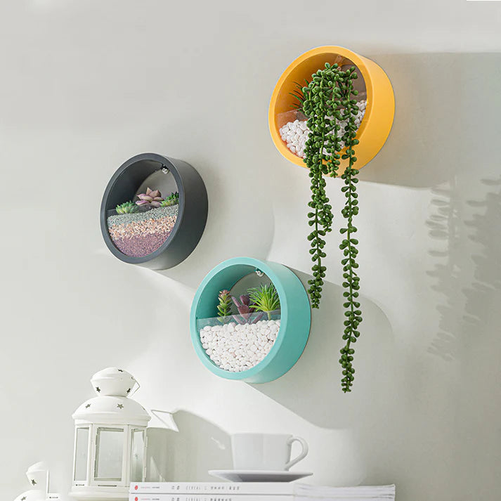 Round wall vase flower art styled with dried flowers