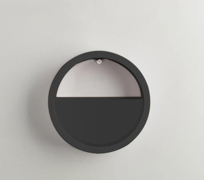 Round wall vase flower art in black mounted on wall