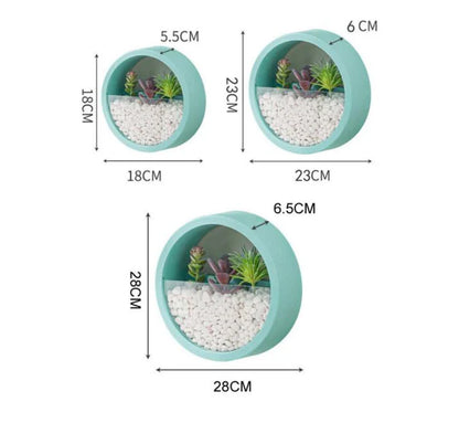 Round wall vase flower art set arrangement on wall