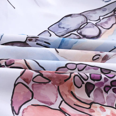Sea turtle duvet cover close up retro print detail