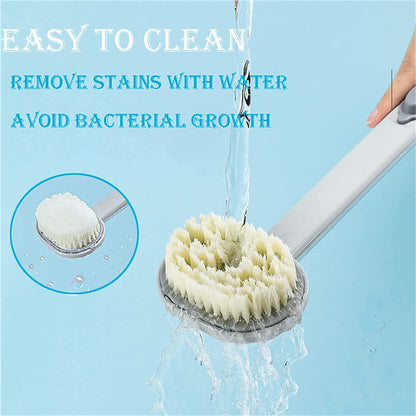 Shower brush available in yellow, gray, green, pink